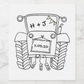 Aangepaste landbruiloft tractor wijn etiket (Enkel label)