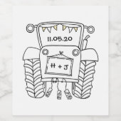 Aangepaste landbruiloft tractor wijn etiket (Enkel label)