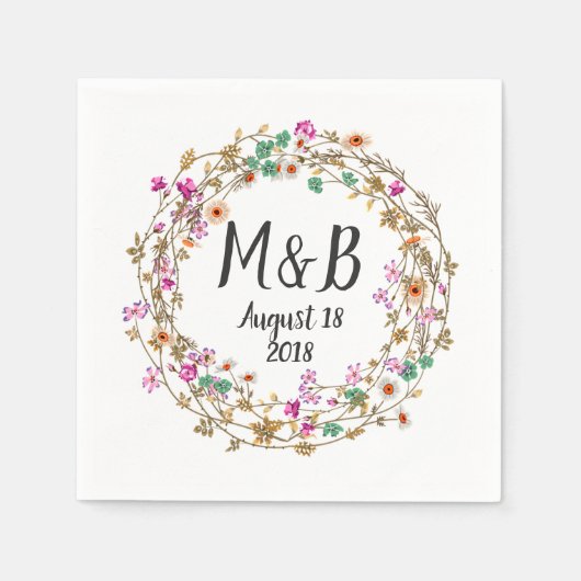 Aangepaste landelijke stijl bloemstuk kunst motief servet (Voorkant)