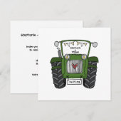 Aangepaste landelijke trouwfeest groene tractor av kaart (Voorkant / Achterkant)