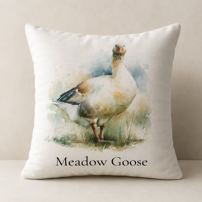 Aangepaste landelijke weide gans watercolor schild kussen (Creator heeft geüpload)