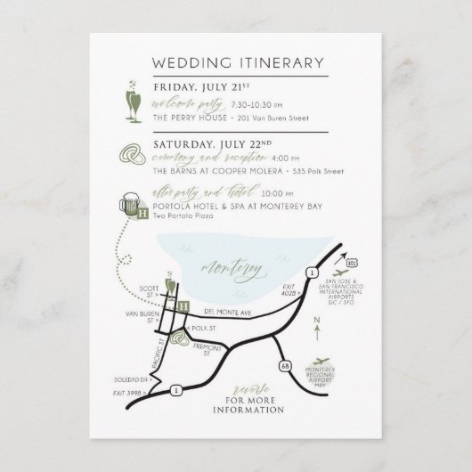 Aangepaste landkaart uitnodigingskaart voor ABBY Informatiekaartje (Voorkant)