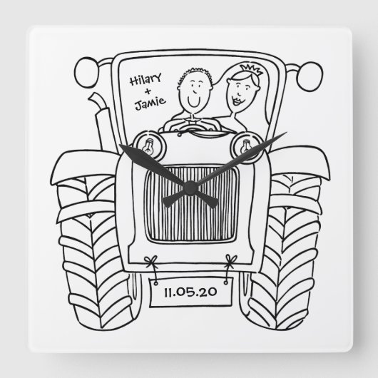 Aangepaste landverbinding tractor Acrylwandklok Vierkante Klok (Voorkant)