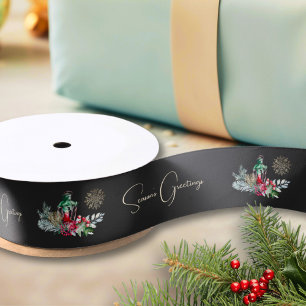 Aangepaste Lantaarn Modern gebladerte Kerstvakanti Satijnen Lint
