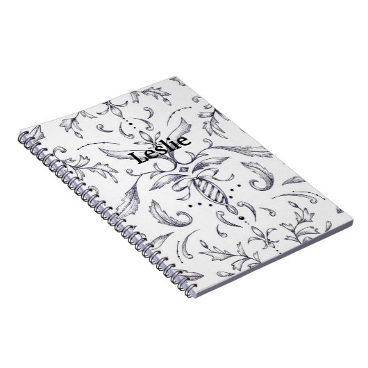 Aangepaste laptop - Damask Black en White Notitieboek (Rechterzijde)