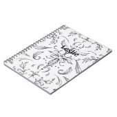 Aangepaste laptop - Damask Black en White Notitieboek (Linkerzijde)