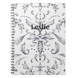 Aangepaste laptop - Damask Black en White Notitieboek
