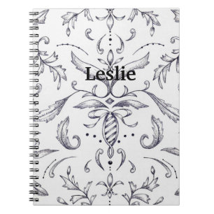 Aangepaste laptop - Damask Black en White Notitieboek