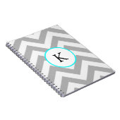 Aangepaste laptop - Ontwerp: Gray Chevron w/Monogr Notitieboek (Rechterzijde)
