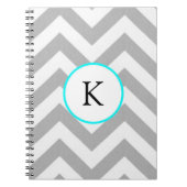 Aangepaste laptop - Ontwerp: Gray Chevron w/Monogr Notitieboek (Voorkant)