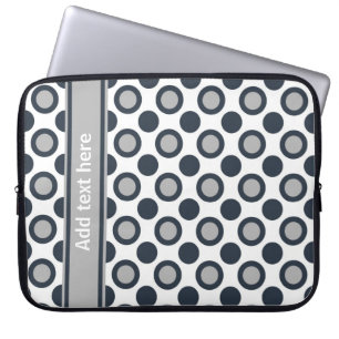 Aangepaste laptophoes:zwarte zilveren poolpunten laptop sleeve