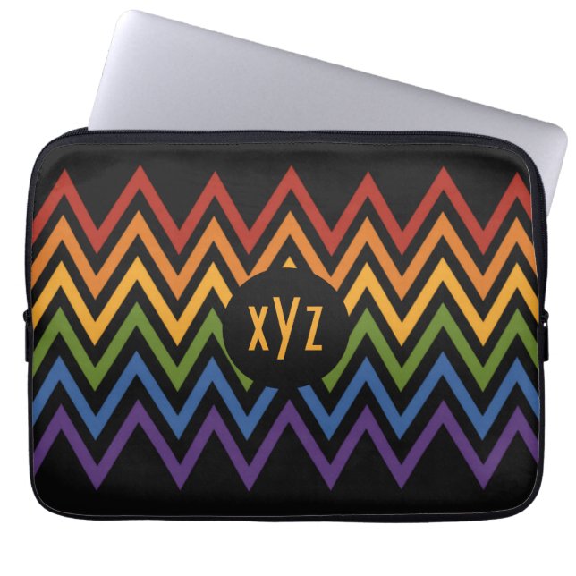 Aangepaste laptophoezen voor Rainbow Chevron Patte Laptop Sleeve (Voorkant)