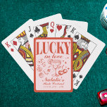 Aangepaste Las Vegas Bachelorette Party gepersonal Pokerkaarten<br><div class="desc">Maak je vrijgezellenfeest onvergetelijk met onze roze en rode "Lucky in Love" Las Vegas Bachelorette Party Gepersonaliseerd Poker Cards. Deze levendige kaarten combineren plezier en functionaliteit, perfect het vastleggen van de geest van een "Drink in liefde" thema weekend. Met speelse motieven zoals "Vegas Before Vows" en "Lucky in Love Bachelorette...</div>