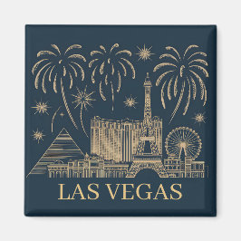 Aangepaste Las Vegas Skyline Gold Line Art Vintage Magneet