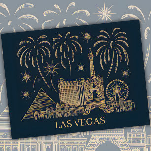 Aangepaste Las Vegas Skyline Gouden Lijn Kunst Rei Briefkaart