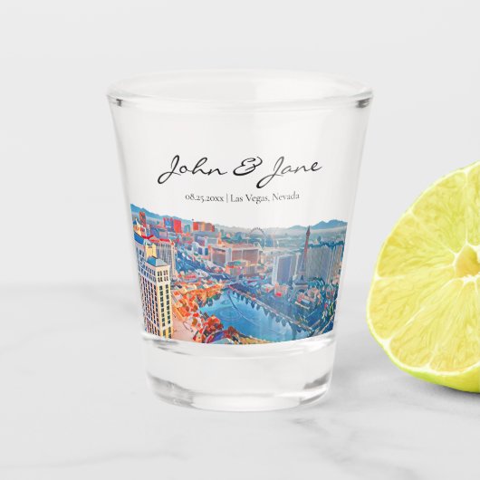 Aangepaste Las Vegas Skyline Shot Glass Glas (Voorkant)