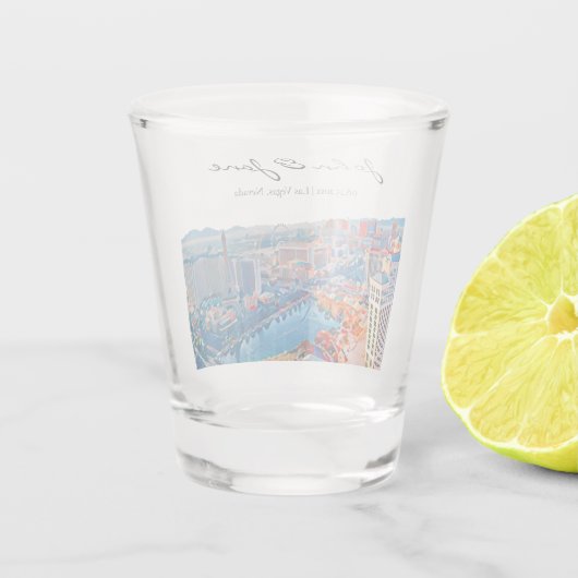 Aangepaste Las Vegas Skyline Shot Glass Shot Glas (Achterkant)