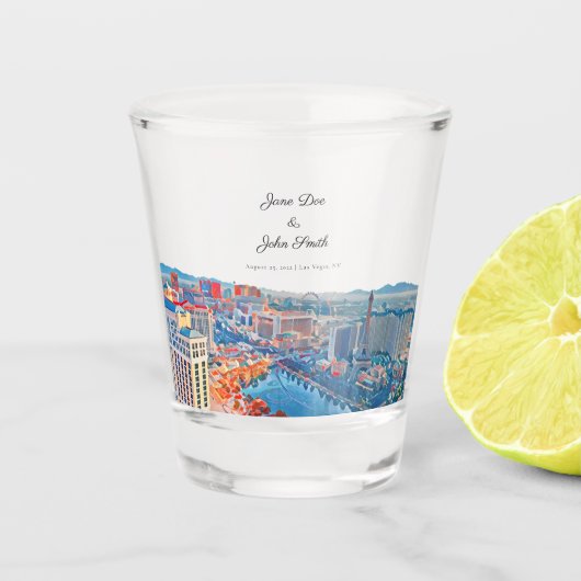 Aangepaste Las Vegas Skyline Shot Glass Shot Glas (Voorkant)