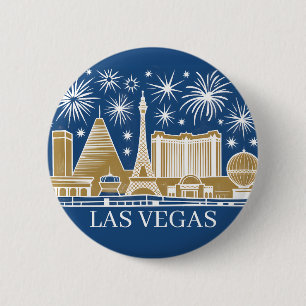 Aangepaste Las Vegas Strip Silhouette Minimalistis Ronde Button 5,7 Cm