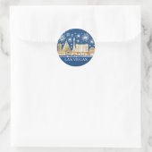 Aangepaste Las Vegas Strip Silhouette Minimalistis Ronde Sticker (Tas)