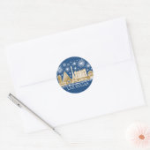 Aangepaste Las Vegas Strip Silhouette Minimalistis Ronde Sticker (Envelop)