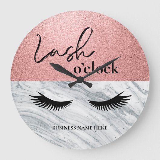 Aangepaste Lash O'Clock Bedrijfsnaam Grote Klok (Voorkant)