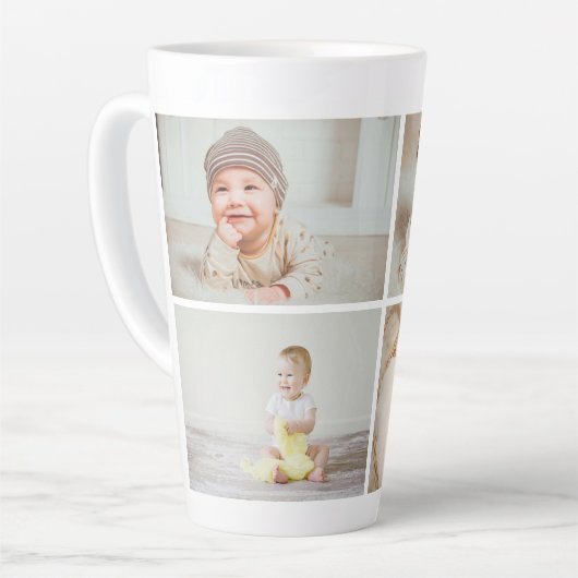 Aangepaste Latte Mok met Collage van Vier Foto's (Linkerhoek)