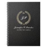 Aangepaste Laurel met zwart leder Notitieboek (Voorkant)