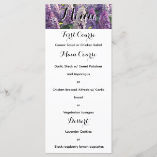 Aangepaste Lavendel Bloem Wedding Menu