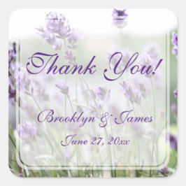 Aangepaste lavendel boheemse trouwsticker vierkante sticker