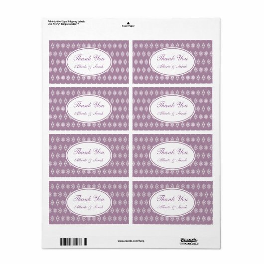 Aangepaste lavendel bruiloft labels (Full Sheet)