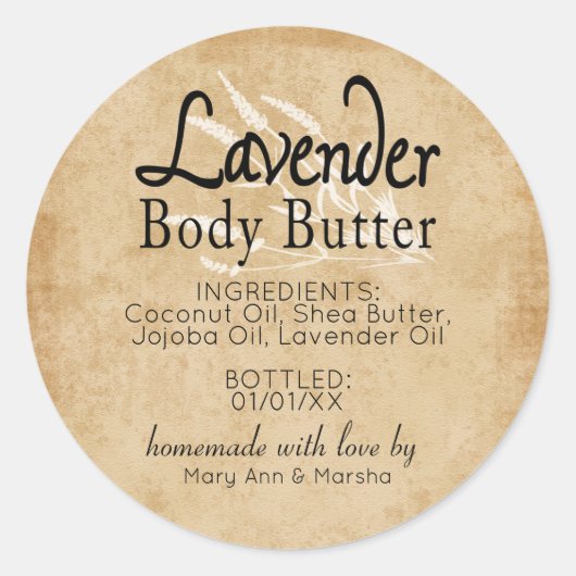 Aangepaste lavendel Butter Classic Round Sticker (Voorkant)