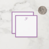 Aangepaste lavendel kleur handgeschreven monogram notitiekaartje (Voorkant / Achterkant in situ)