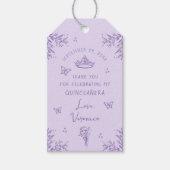 Aangepaste Lavendel Lila Quinceañera Favoriet Cadeaulabel (Voorkant)