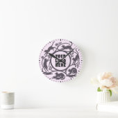 Aangepaste Lavendel Mist Speelse Kattenklok Ronde Klok (Huis)