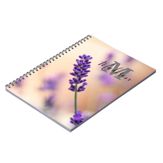 Aangepaste Lavendel Monogram Naam Tijdschrift Noti Notitieboek (Linkerzijde)