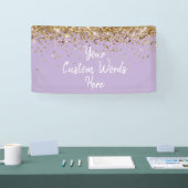 Aangepaste lavendel paars & gouden verjaardagsfees spandoek (Beurs)