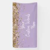Aangepaste lavendel paars & gouden verjaardagsfees spandoek (Verticaal)