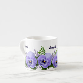 Aangepaste Lavendel Pansy Flowers Espresso Cup Espresso Kop