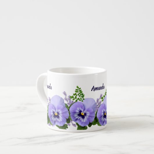 Aangepaste Lavendel Pansy Flowers Espresso Cup Espresso Kop (Links)