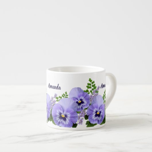 Aangepaste Lavendel Pansy Flowers Espresso Cup Espresso Kop (Voorkant rechts)