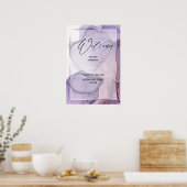Aangepaste Lavendel Roos Abstract Welkom Poster (Keuken)