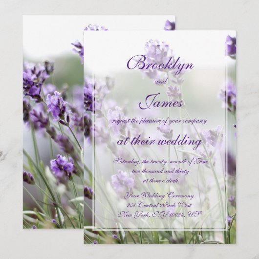 Aangepaste lavender Bohemian Wedding Invitations Kaart (Voorkant / Achterkant)