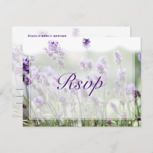 Aangepaste lavender Bohemian Wedding RSVP Briefkaa Uitnodiging Briefkaart (Voorkant / Achterkant)