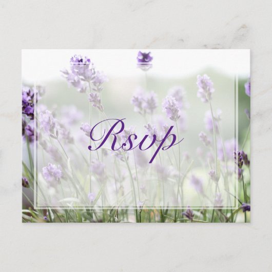 Aangepaste lavender Bohemian Wedding RSVP Briefkaa Uitnodiging Briefkaart (Voorkant)