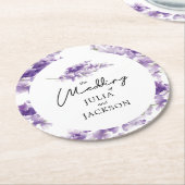 Aangepaste lavender Waterverf Wedding Elegant Ronde Kartonnen Onderzetter (Gebogen)