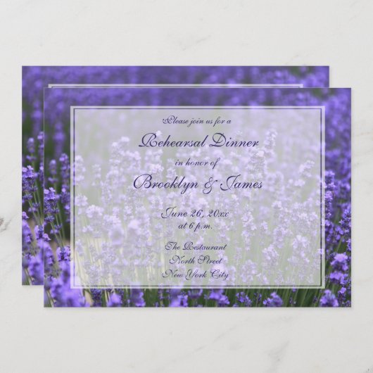 Aangepaste lavender Wedding Rehearings Uitnodiging (Voorkant / Achterkant)