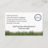 Aangepaste Lawn Care Visitekaartje (Achterkant)