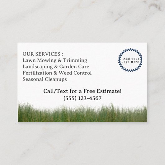 Aangepaste Lawn Care Visitekaartje (Achterkant)