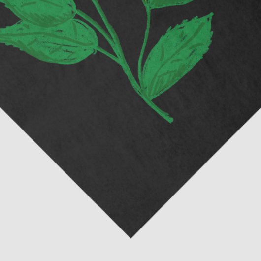 Aangepaste Leaf Afbeelding Kelly Groene Tekst Tissuepapier (Detail)